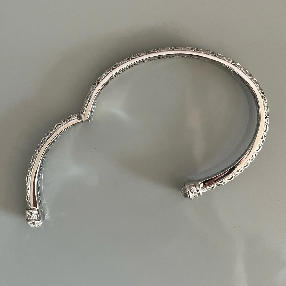 Tacori 925 Sterling Silver CZ Hinged Bracelet - Picture 9 of 12